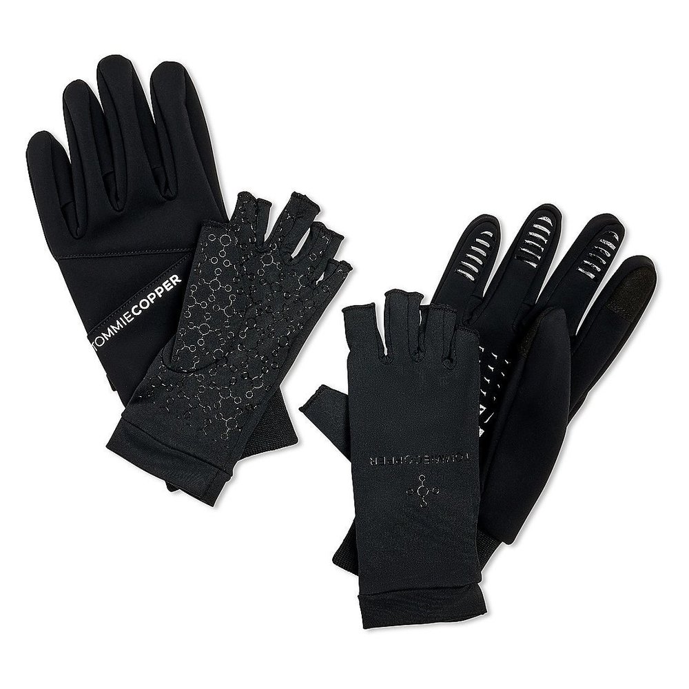 Tommie Copper 2-in-1 All Weather Compression Glove Combo - Black/X-Large